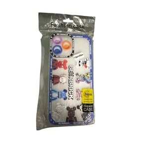 Bearbrick Pattern Phone Case with Blue Accent for iPhone 13 Pro Max